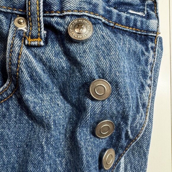 Princess Polly Blue Denim Button Fly Straight Leg Jeans Size 0 (26x28) - Picture 6 of 15